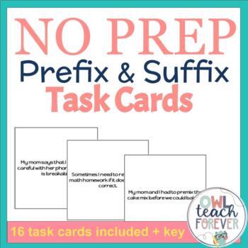 Preview of Prefix and Suffix Task Cards -  4.L.4a