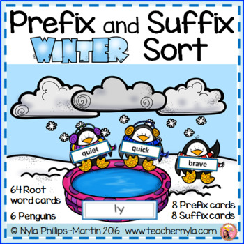 Preview of Winter Prefix and Suffix Root Word Matching Activity