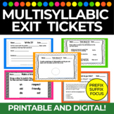 Multisyllabic Word List-93 Exit Tickets-2nd, 3rd, 4th Grad