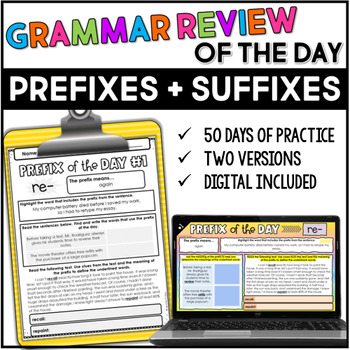 Preview of Prefix and Suffix of the Day | Prefix and Suffix Practice with Google Slides™