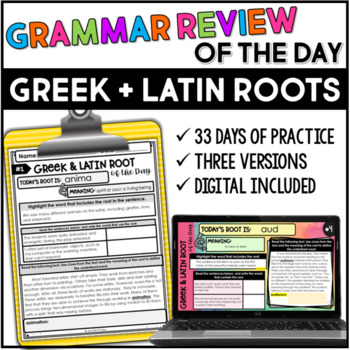 Preview of Greek and Latin Roots of the Day | Roots Practice with Google Slides™