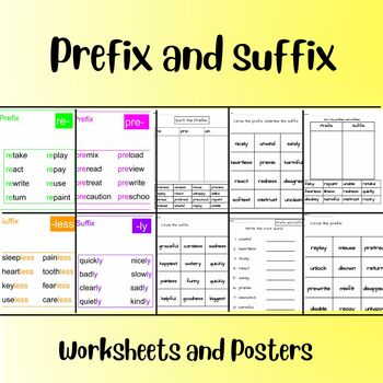 Prefix and Suffix worksheet and posters by Annasha Baird | TPT
