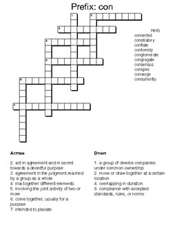 Prefix con crossword and word search by Pointer Education TpT
