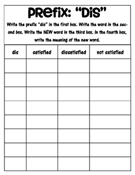 Prefix 'dis' matching and worksheets, and quiz! by Vanessa Crown