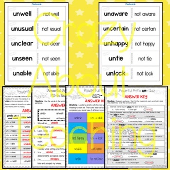 Prefix un- Worksheets & More by Crazy About Teaching | TpT