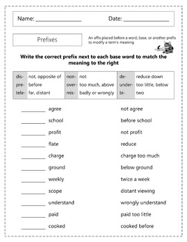 Prefixes Worksheets by Homework Hut | Teachers Pay Teachers