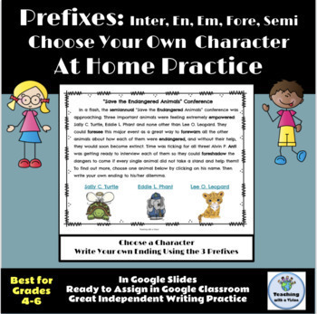 Preview of Prefixes Activities for Inter, En, Em, Fore & Semi Spelling, Word Work Digital