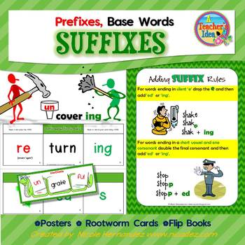 Preview of Prefixes, Base Words and Suffixes Resource Pack- Flip Books and More!