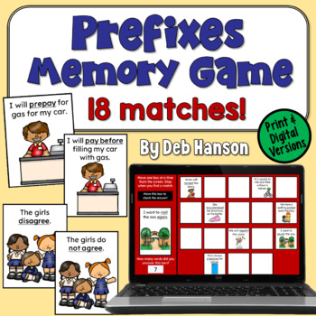 Preview of Prefixes Memory Game in Print and Digital: Prefix Concentration