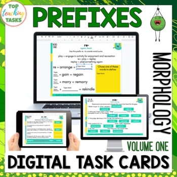 Preview of Prefixes Digital Task Card Activities Volume One - Morphology Activities