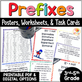 Prefixes Activities: Prefix Posters, Task Cards, and Worksheets