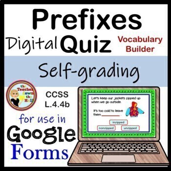 Preview of Prefixes Google Forms Quiz - Digital Prefix Activity