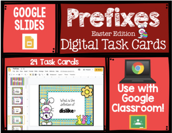 Preview of Prefixes Google Slides Digital Task Cards Distance Learning