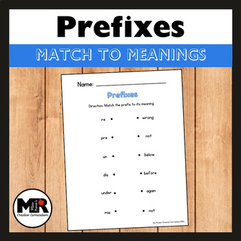 Preview of Prefixes -Match to Meanings