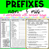 Prefixes Non- & Mis- Worksheets