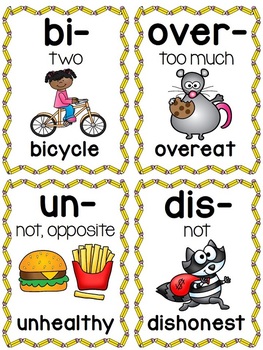prefixes posters and picture cards for center activities