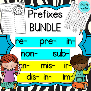 Preview of Prefixes UN-, MIS-, DIS-, IM-, IR-, RE-, PRE-, IN-, NON-, SUB- Worksheets Bundle