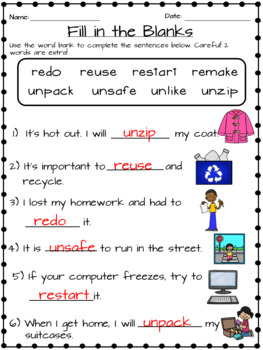 Prefixes - Re and Un Worksheets - Fun with Phonics! by Eli Burger