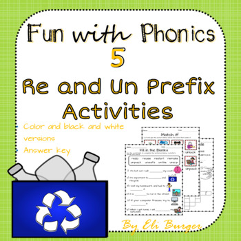 Preview of Prefixes - Re and Un Worksheets - Fun with Phonics!