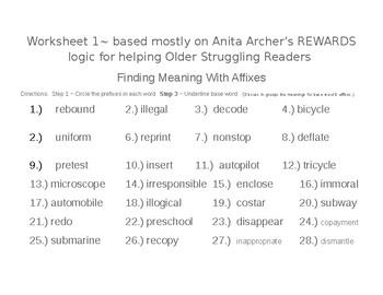 Preview of Prefixes & Suffixes