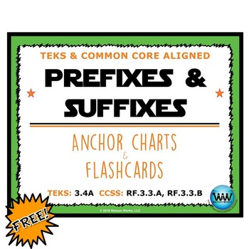 Preview of Prefixes & Suffixes Anchor Charts & Flashcards FREEBIE