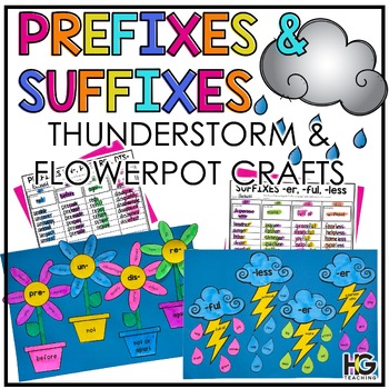 Preview of Prefixes and Suffixes | Flower and Thunderstorm Crafts and Worksheets