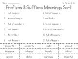 Prefixes & Suffixes Meanings Sort (-ly, -ful, un- & dis-)