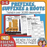 Prefixes Suffixes Roots Worksheets plus Digital Versions - Google Slides & Easel