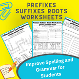 Prefixes Suffixes Roots Worksheets: Improve Spelling and G