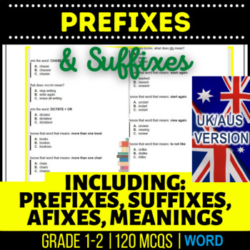 Preview of Prefixes & Suffixes Workbook: Affixes, Determining Word Meaning UK/AUS English