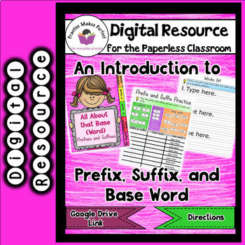 Preview of Prefixes, Suffixes, and Base Words Distance Learning Google Classroom