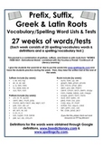 Prefixes, Suffixes, and Greek & Latin Roots- Word Lists & Tests