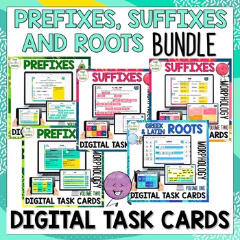 Preview of Root Words, Prefixes, & Suffixes Digital Task Cards Bundle | Morphology