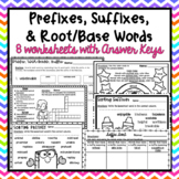 Prefixes, Suffixes, and Root/Base Words Worksheets