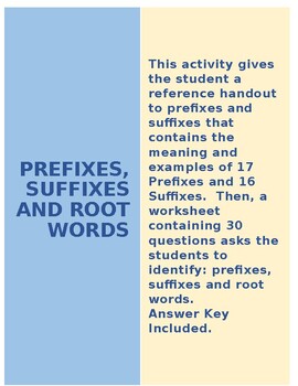 Preview of Prefixes, Suffixes and Root Words