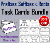 Prefixes, Suffixes and Roots Task Cards Activity Bundle: 3