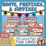 Prefixes, Suffixes, and Roots Task Card Bundle Print or Use with Easel & Google!