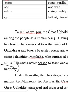 Preview of Prefixes Suffixes embedded in short short, "Hiawatha", L.7.4b