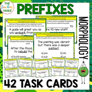 Preview of Prefixes Task Cards - Morphology Task Cards