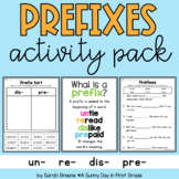 Prefixes UN, RE, DIS, PRE Printables, Center & Game