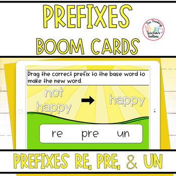 Preview of Prefixes Un Re and Pre Boom Cards