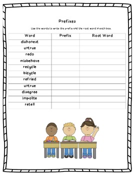 Prefixes Worksheet - Root Words and Prefixes by Excelling in Second