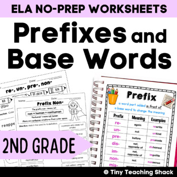 Preview of Prefixes and Base Words Worksheets & Poster for 2nd Grade Daily Grammar Practice