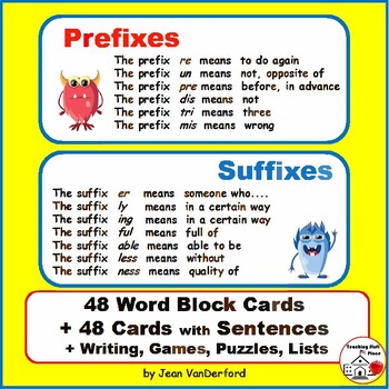 Preview of Prefixes & Suffixes TASK CARDS +Writing +Puzzles ... Grades 4-5-6 REVIEW