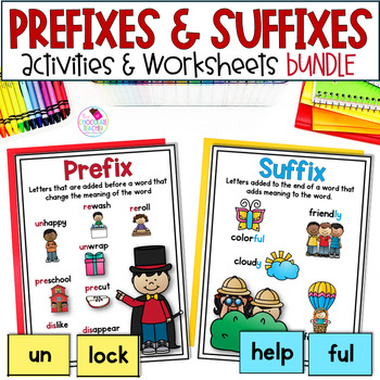 Preview of Prefixes and Suffixes - 1st Grade Grammar Worksheets and Activities BUNDLE