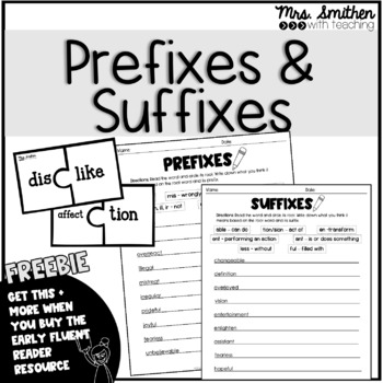 Preview of Prefixes and Suffixes Activity for Third Grade Reading
