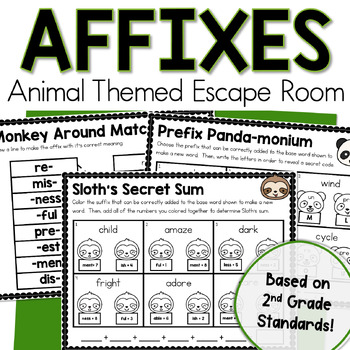 Preview of Prefixes and Suffixes Affixes Escape Room 2nd Grade Grammar Review Game