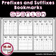 Prefixes And Suffixes Bookmarks Spanish Prefijos Y Sufijos By Mm