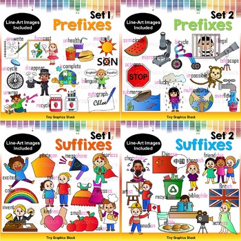 Preview of Prefixes and Suffixes Clip Art Bundle