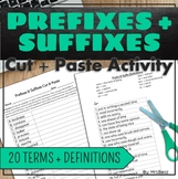 Prefixes and Suffixes Cut and Paste Activity